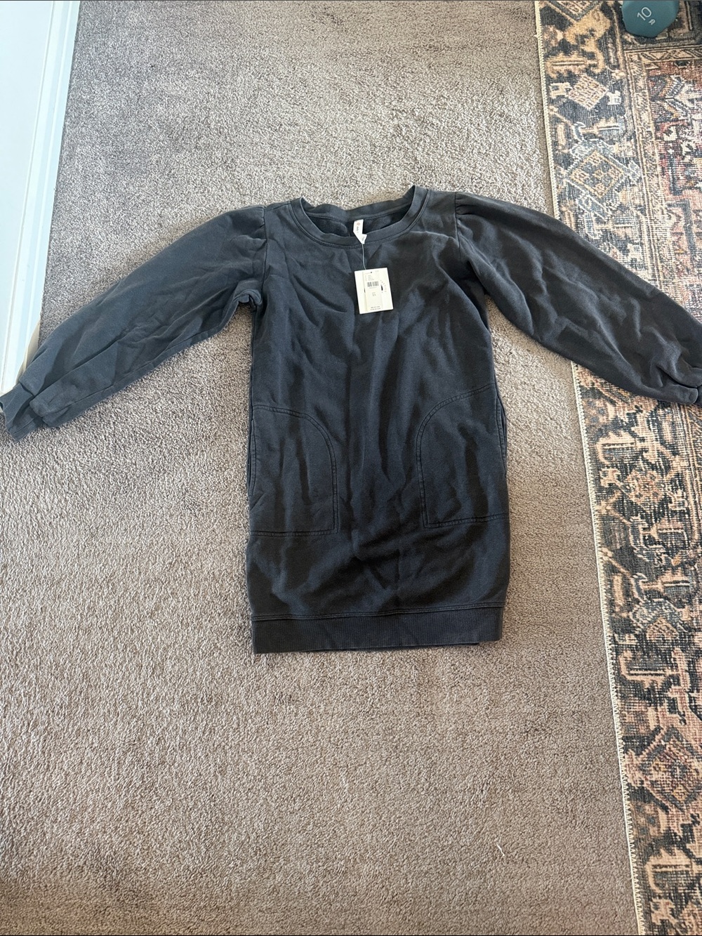 Black Long Sleeve Sweatshirt Dress